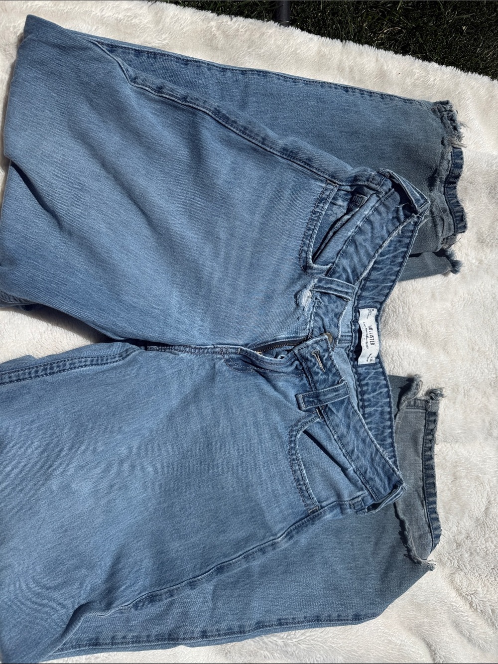 Hollister Light Blue Wide-Leg Jeans with Floral Back Pockets